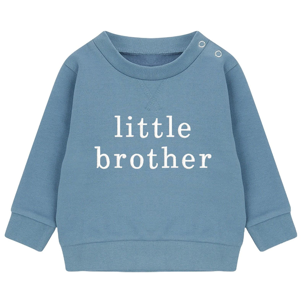Embroidered Big & Little Brother Boys Sustainable Sweatshirts Blue Baby and Toddler Matching New Siblings