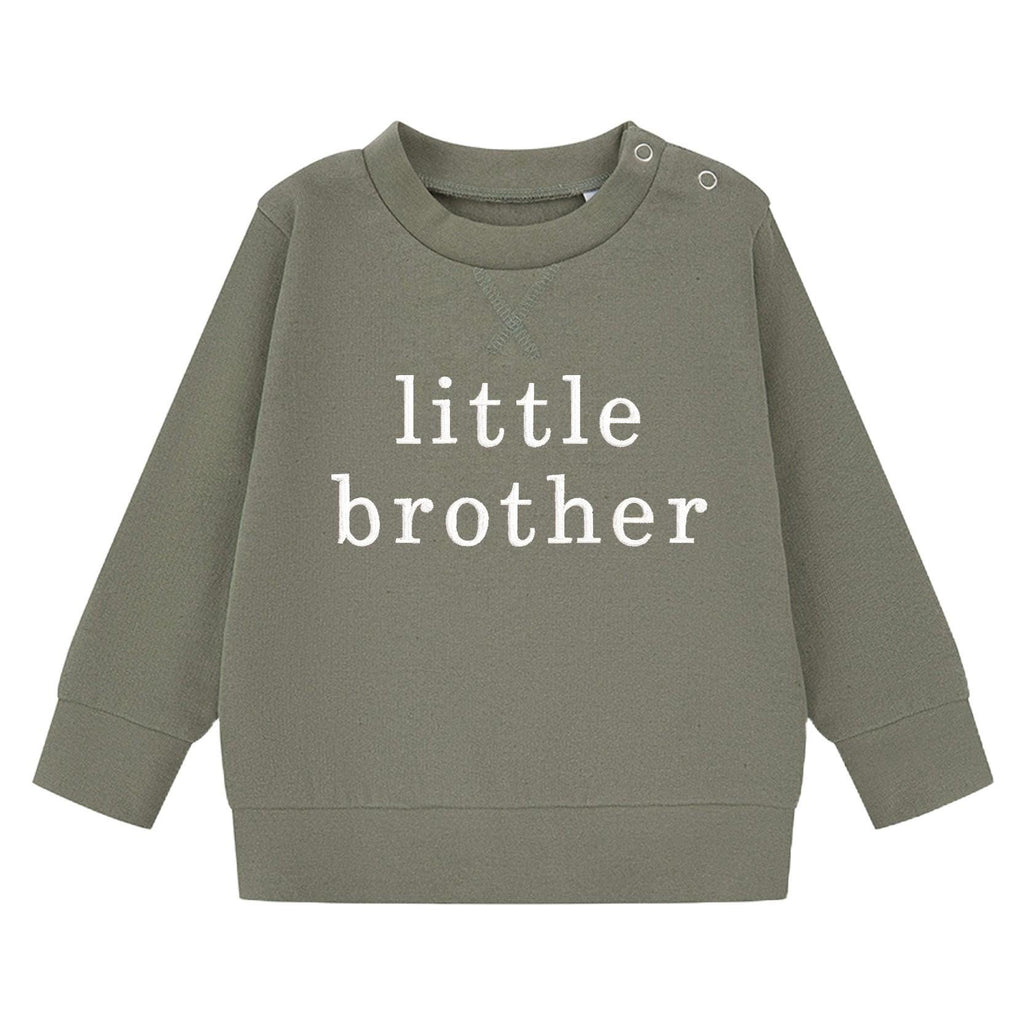 Embroidered Big & Little Brother Boys Sustainable Sweatshirts Khaki Baby and Toddler Matching New Siblings
