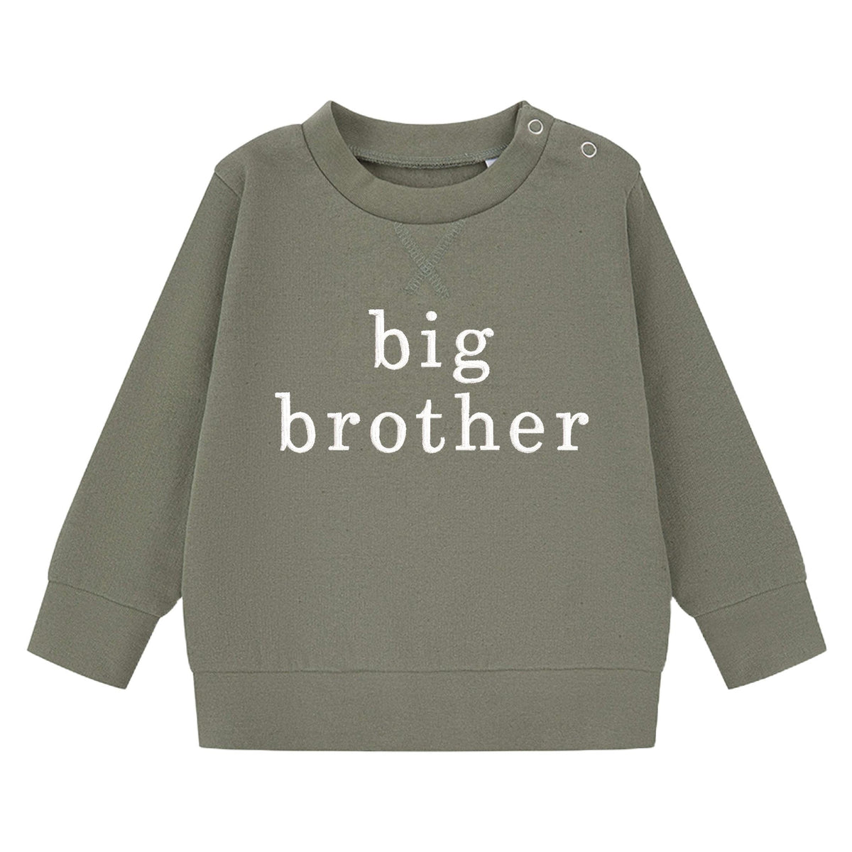 Embroidered Big & Little Brother Boys Sustainable Sweatshirts Khaki Baby and Toddler Matching New Siblings