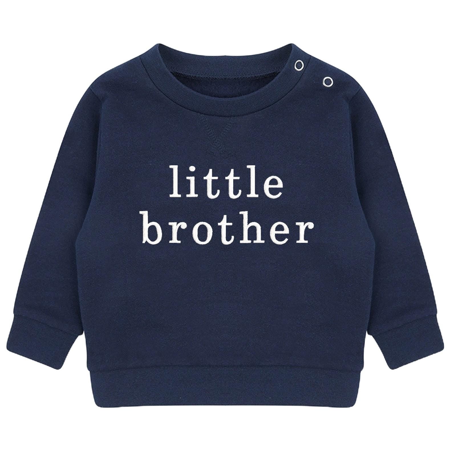 Embroidered Big & Little Brother Boys Sustainable Sweatshirts Navy Baby and Toddler Matching New Siblings
