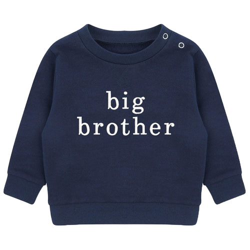 Embroidered Big & Little Brother Boys Sustainable Sweatshirts Navy Baby and Toddler Matching New Siblings