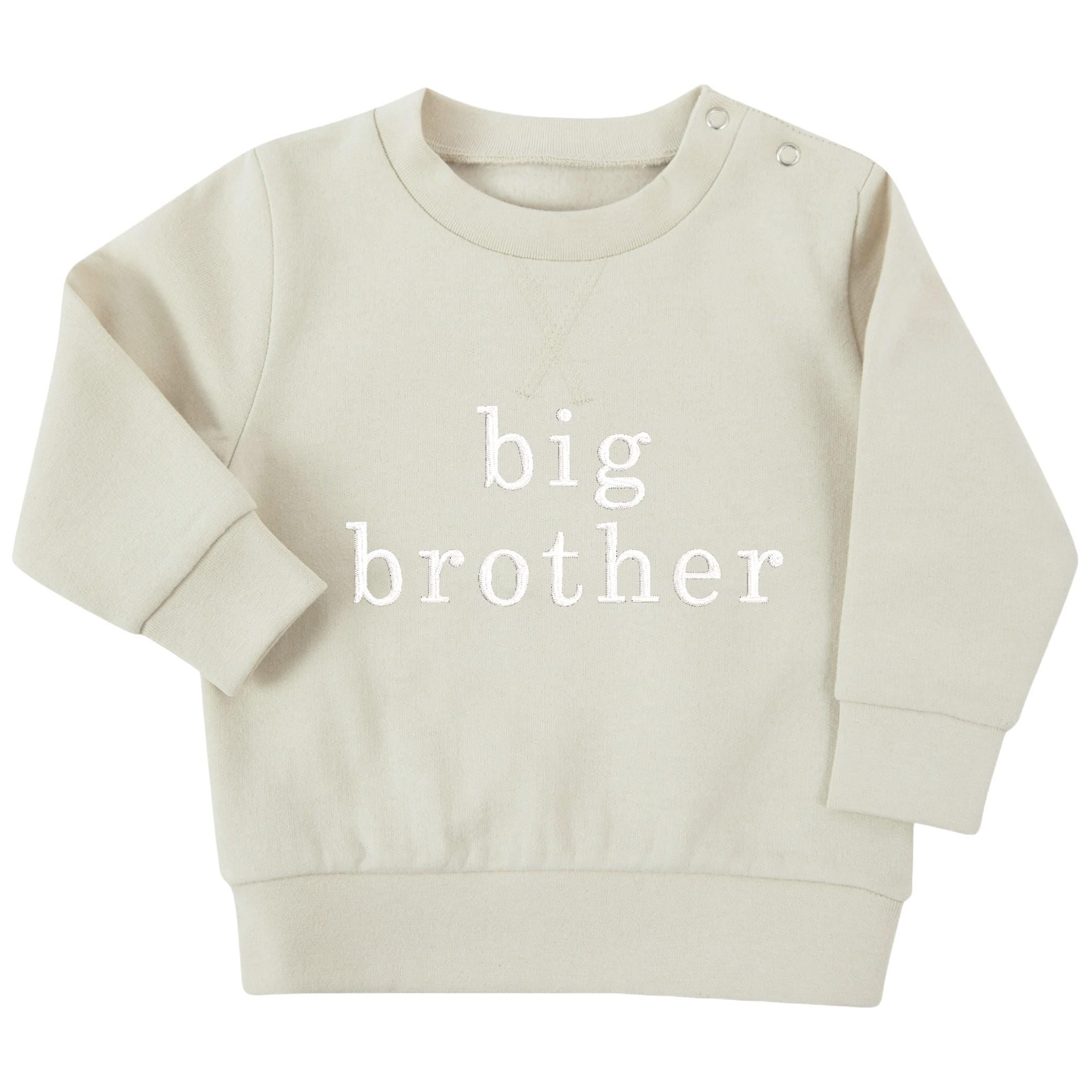 Embroidered Big & Little Brother Boys Sustainable Sweatshirts Stone Baby and Toddler Matching New Siblings