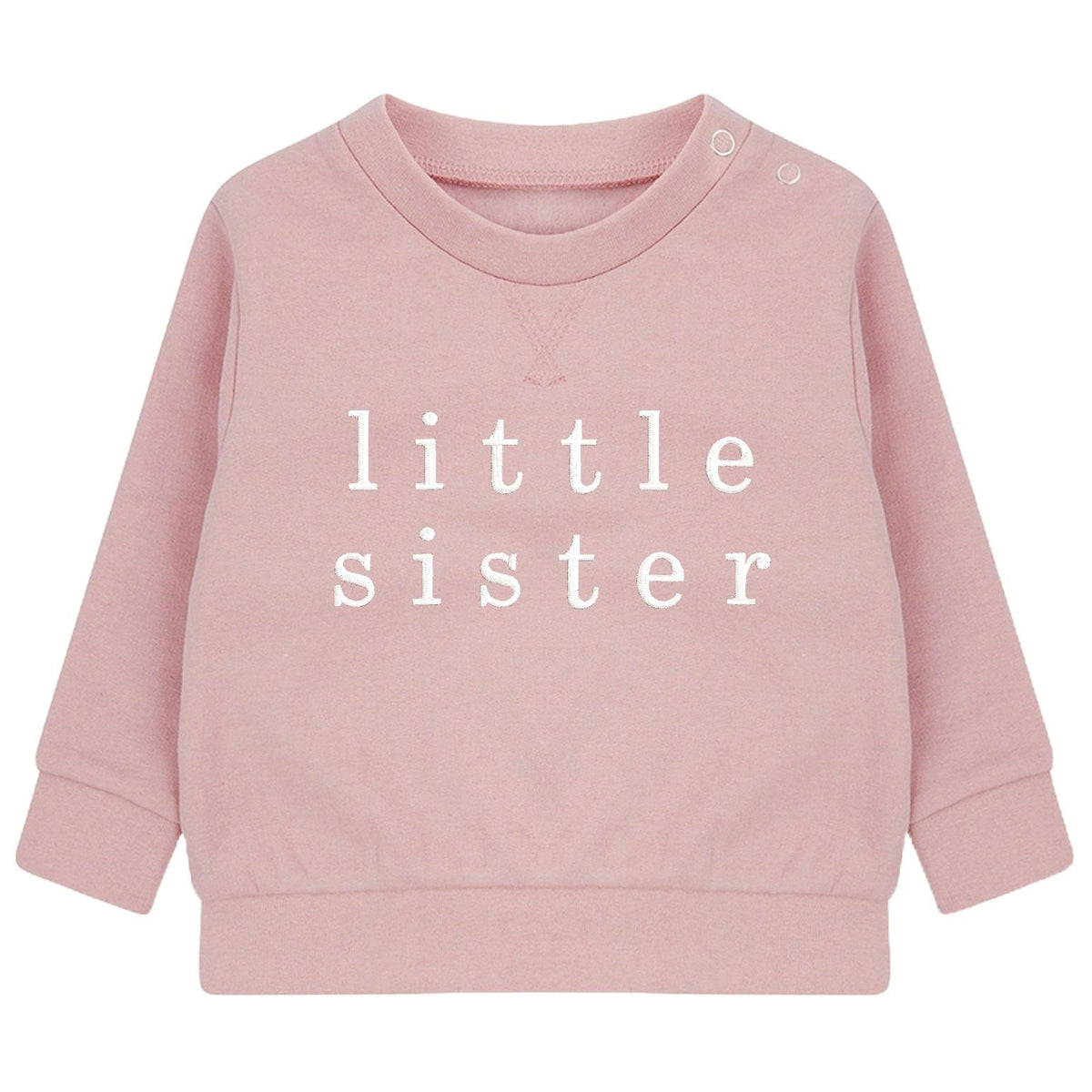 Embroidered Big & Little Sister Girls Sustainable Sweatshirts Baby and Toddler Pink Matching New Siblings