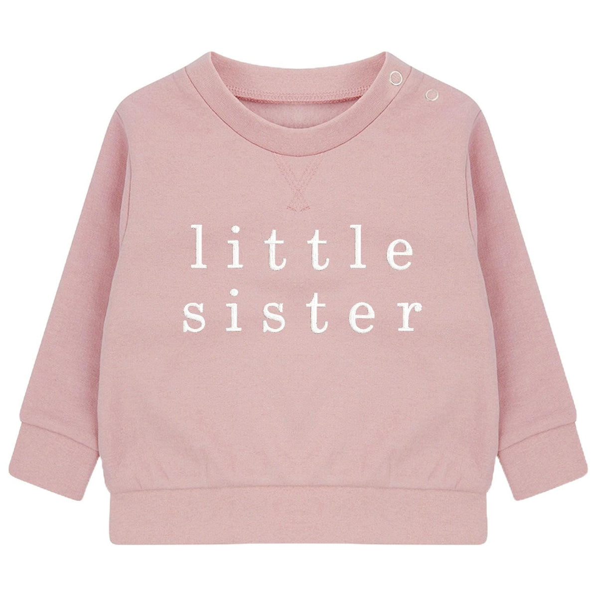 Embroidered Big & Little Sister Girls Sustainable Sweatshirts Baby and Toddler Pink Matching New Siblings