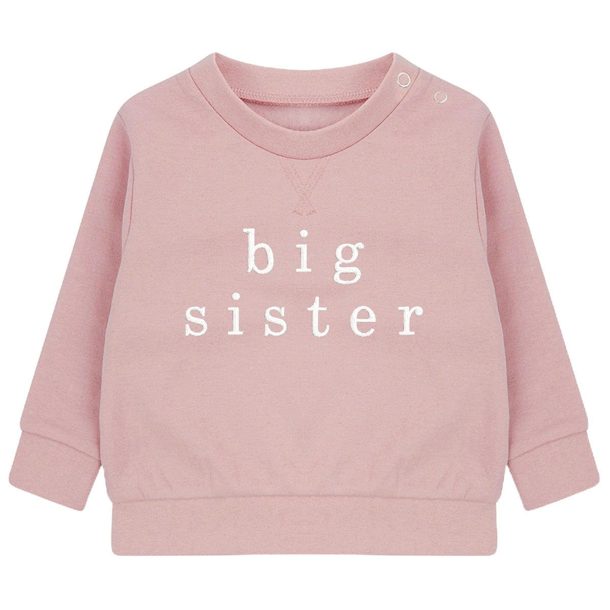 Embroidered Big & Little Sister Girls Sustainable Sweatshirts Baby and Toddler Pink Matching New Siblings