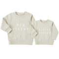 Embroidered Big & Little Sister Girls Sustainable Sweatshirts Baby and Toddler Stone Matching New Siblings