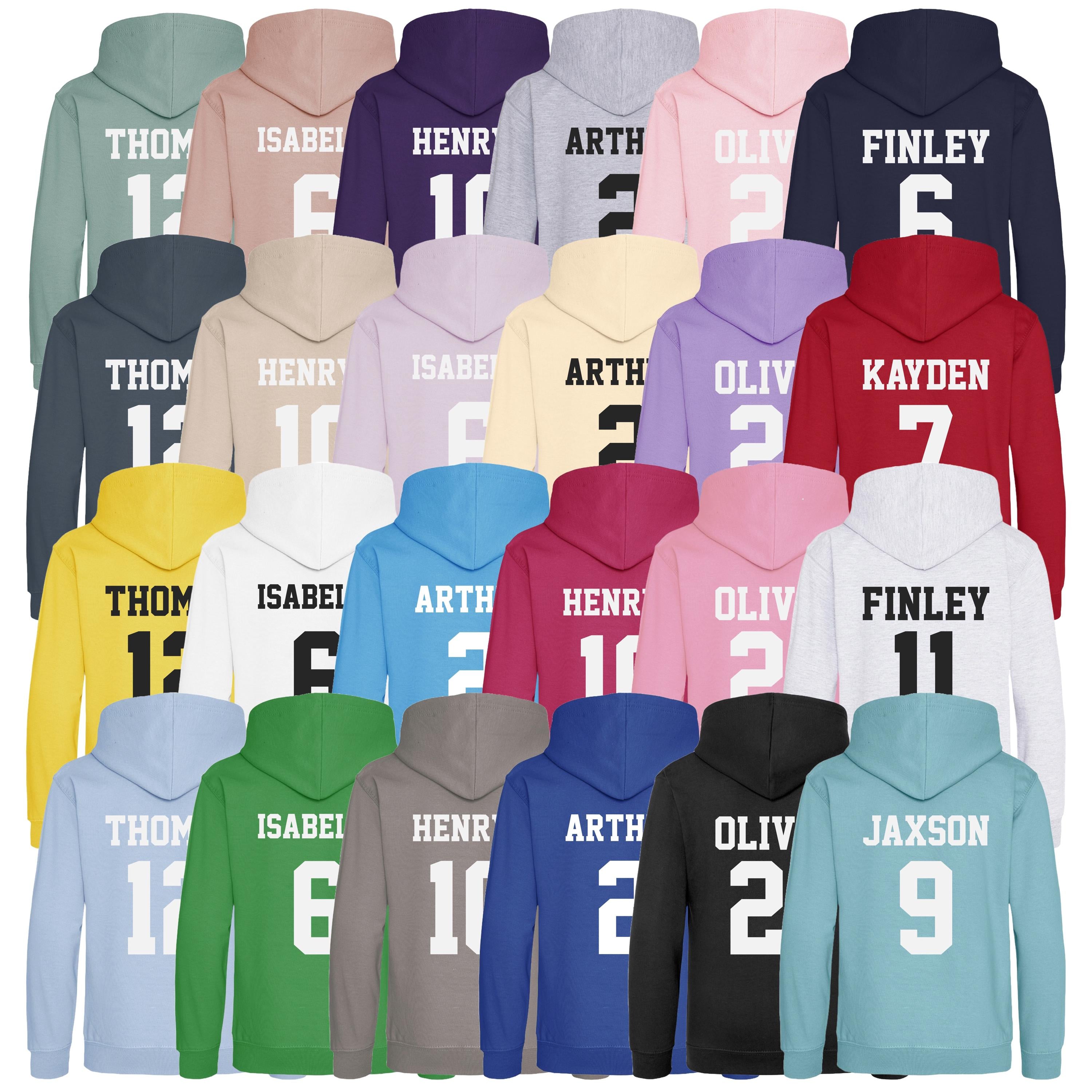 Personalised Football Hoodies (Kids & Adults Sizes) Custom Name and Number Team Club Sports Kit