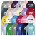 Personalised Bubble Font Text Hoodie (Kids & Adults Sizes) Custom Name Your Design Girls Boys Ladies Mens