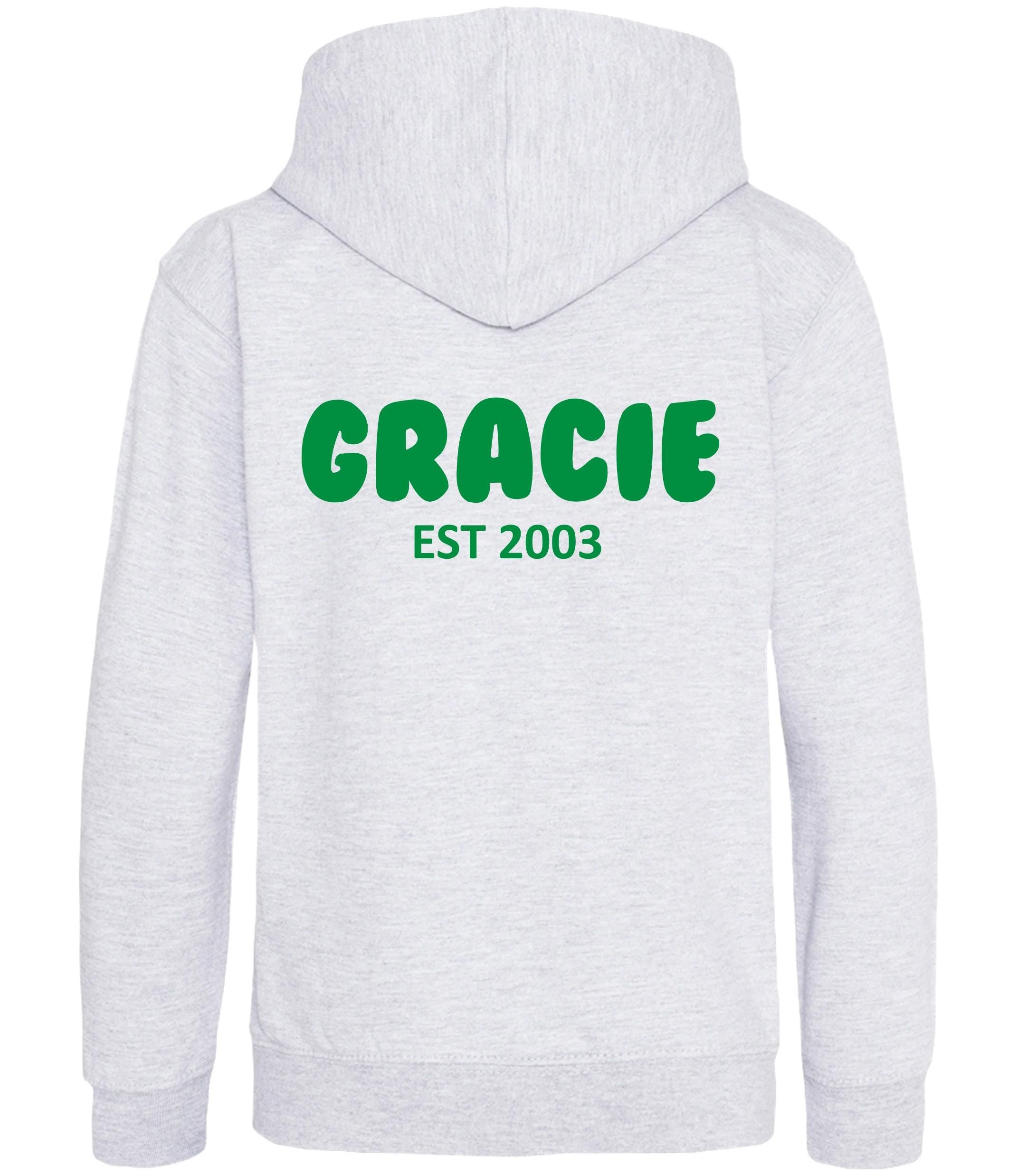 Personalised Bubble Font Name Hoodie (Kids & Adults Sizes) Custom Text Year Established Design