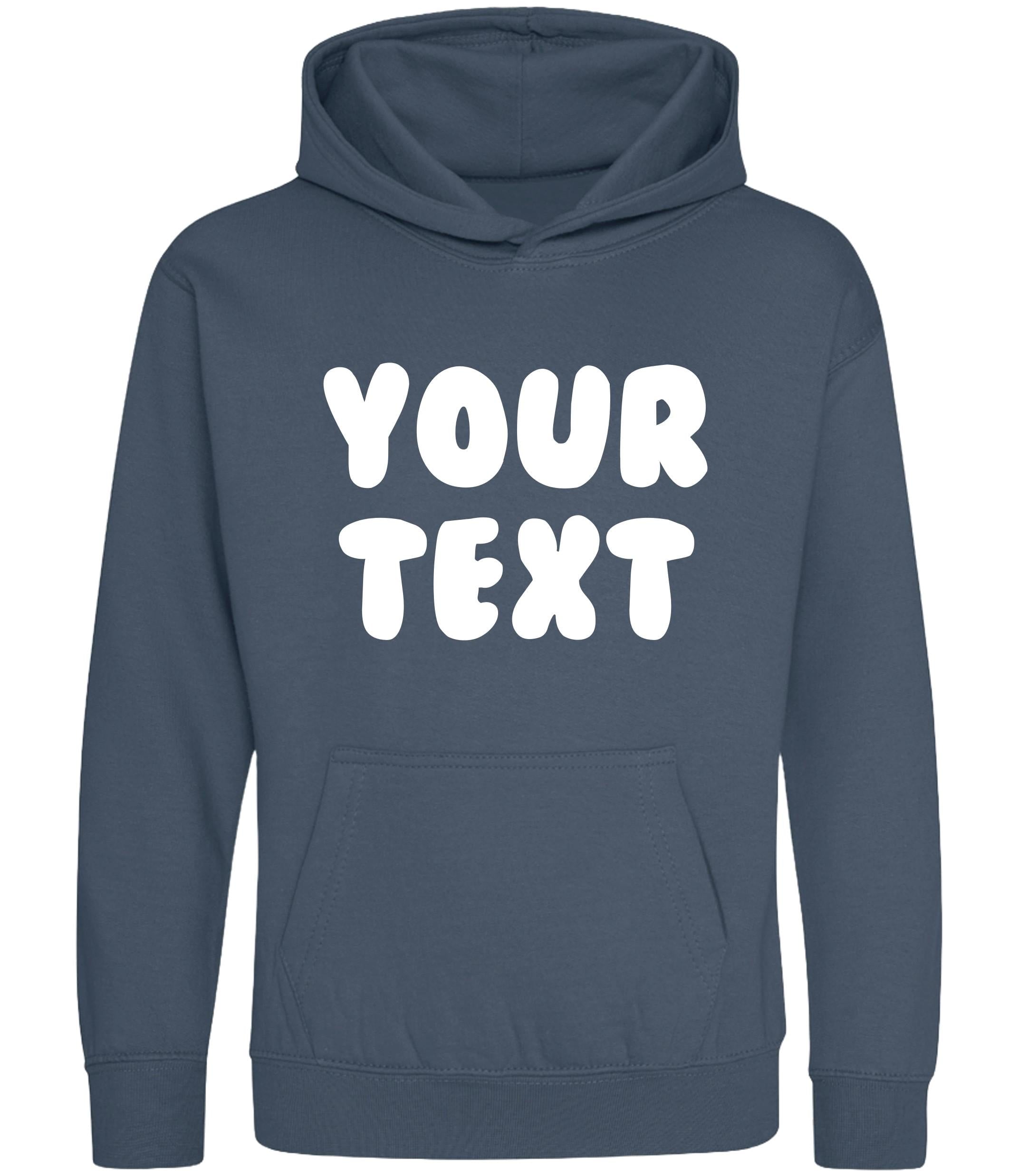 Personalised Bubble Font Text Hoodie (Kids & Adults Sizes) Custom Name Your Design Girls Boys Ladies Mens