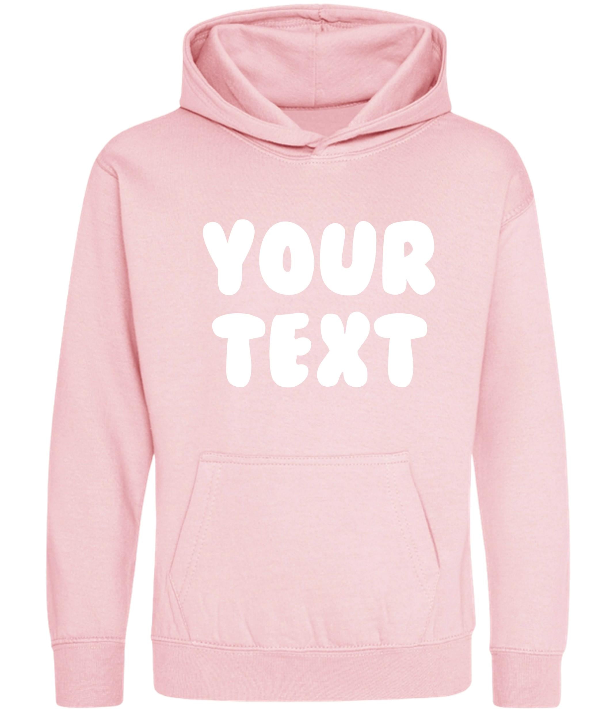 Personalised Bubble Font Text Hoodie (Kids & Adults Sizes) Custom Name Your Design Girls Boys Ladies Mens