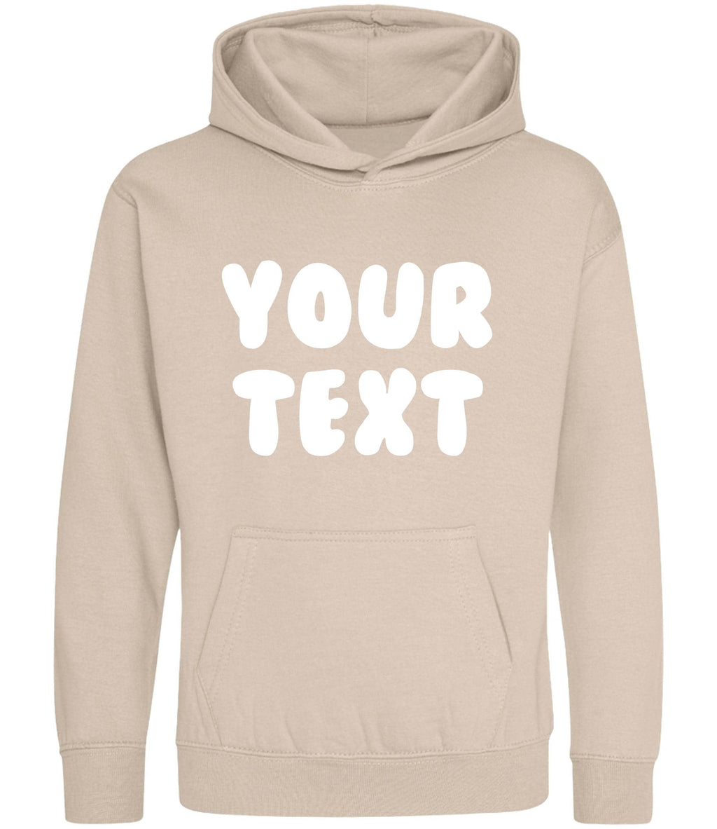 Personalised Bubble Font Text Hoodie (Kids & Adults Sizes) Custom Name Your Design Girls Boys Ladies Mens