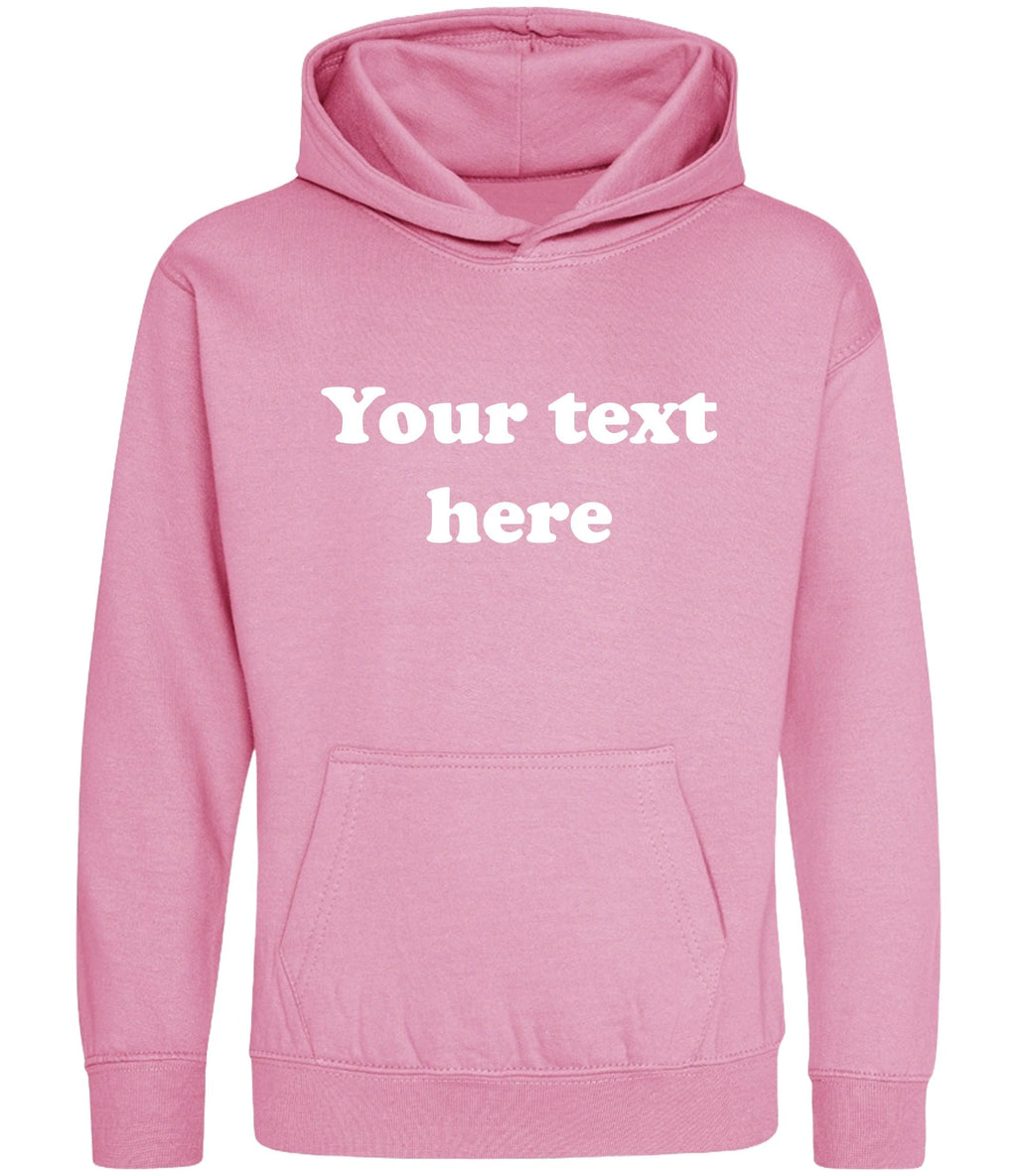 Personalised Your Text Hoodie (Kids & Adults Sizes) Custom Name Design Girls Boys Ladies Mens