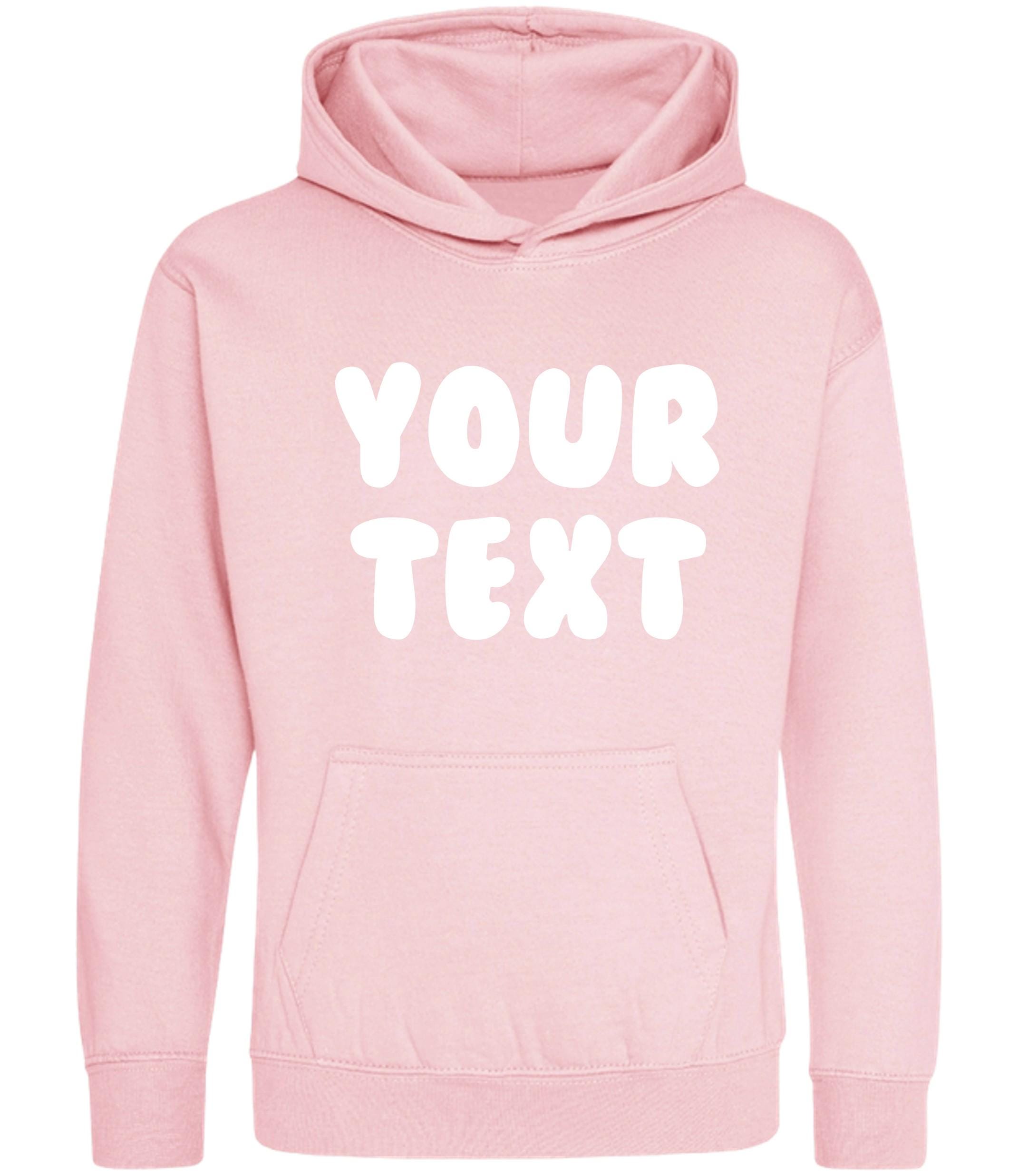 Personalised Bubble Font Text Hoodie (Kids & Adults Sizes) Custom Name Your Design Girls Boys Ladies Mens
