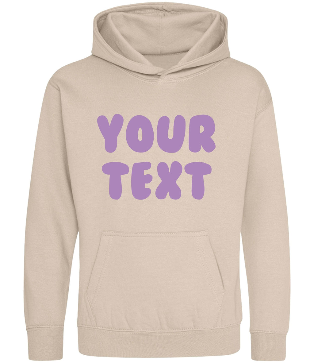 Personalised Bubble Font Text Hoodie (Kids & Adults Sizes) Custom Name Your Design Girls Boys Ladies Mens