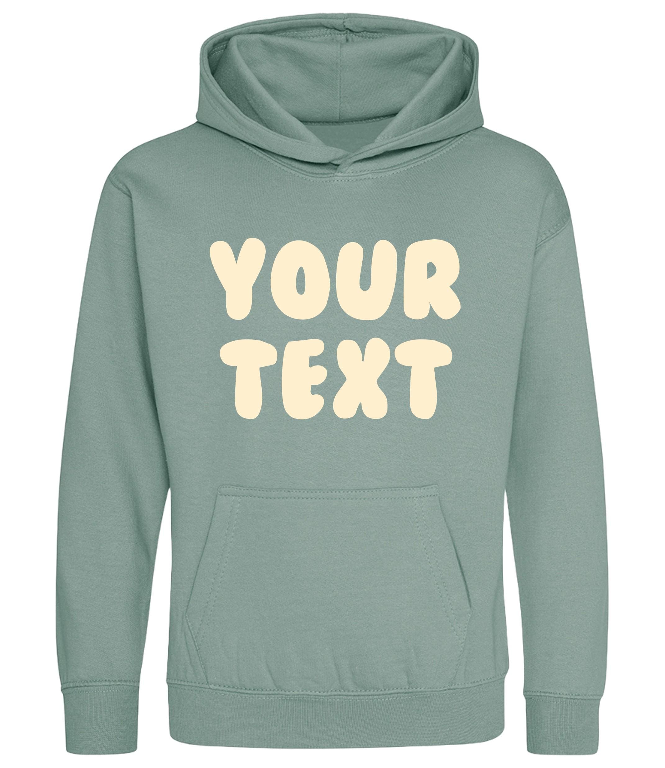 Personalised Bubble Font Text Hoodie (Kids & Adults Sizes) Custom Name Your Design Girls Boys Ladies Mens