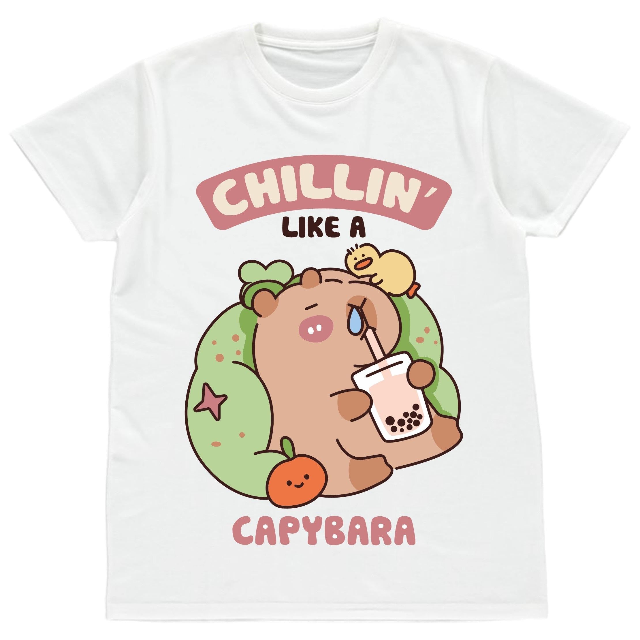 Chilling Like A Capybara Kids T-Shirt Girls Boys Cute Gift