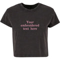 Embroidered Personalised Ladies Vintage Washed Cropped T-Shirt Custom Design Your Text Cute Baby Tee