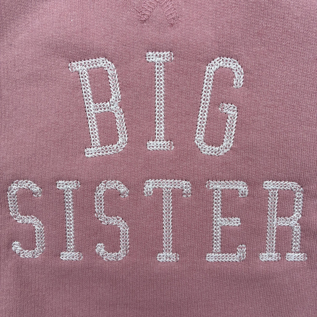 Embroidered Big & Little Sister Girls Sustainable Sweatshirts Baby and Toddler Pink Varsity Matching New Siblings