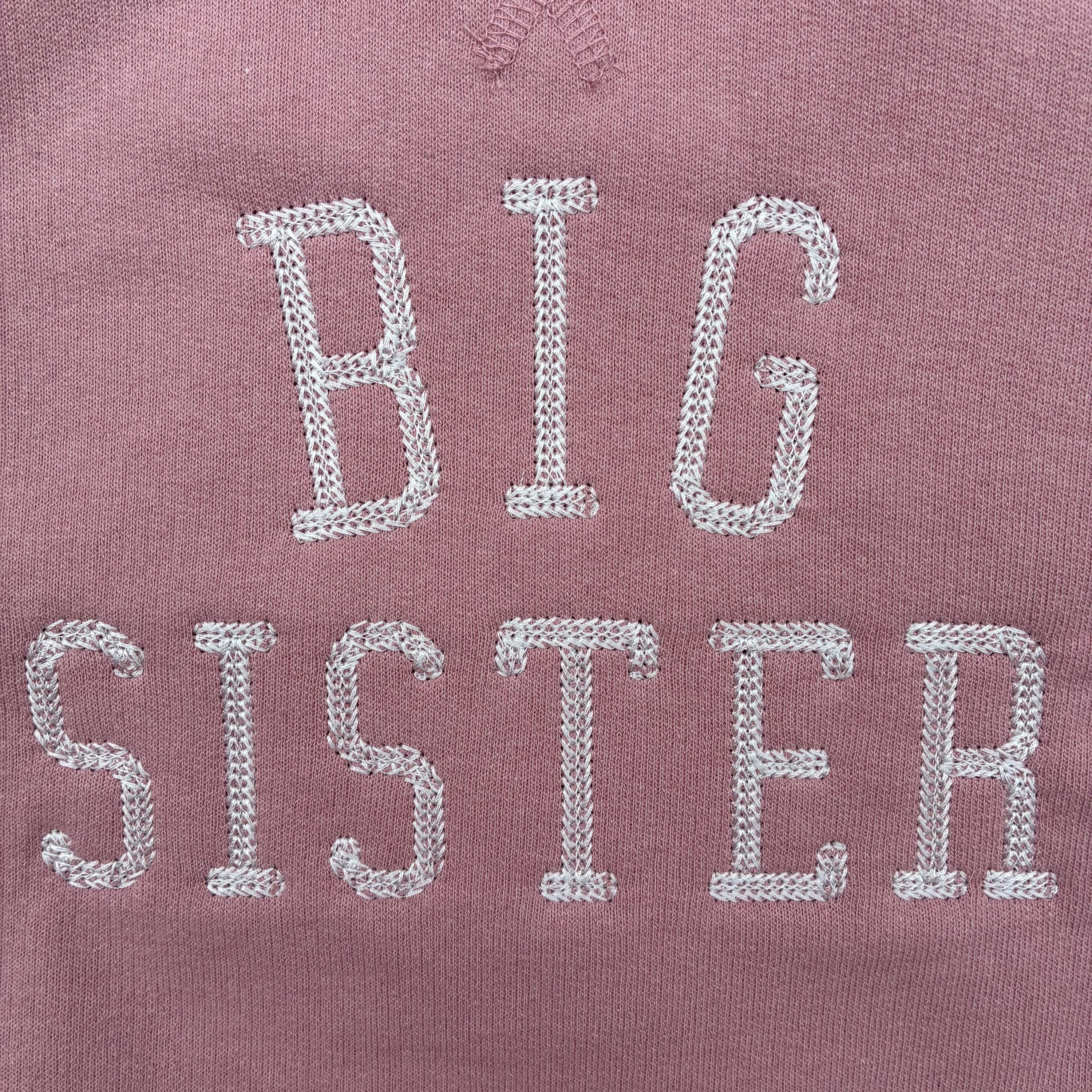 Embroidered Big & Little Sister Girls Sustainable Sweatshirts Baby and Toddler Pink Varsity Matching New Siblings