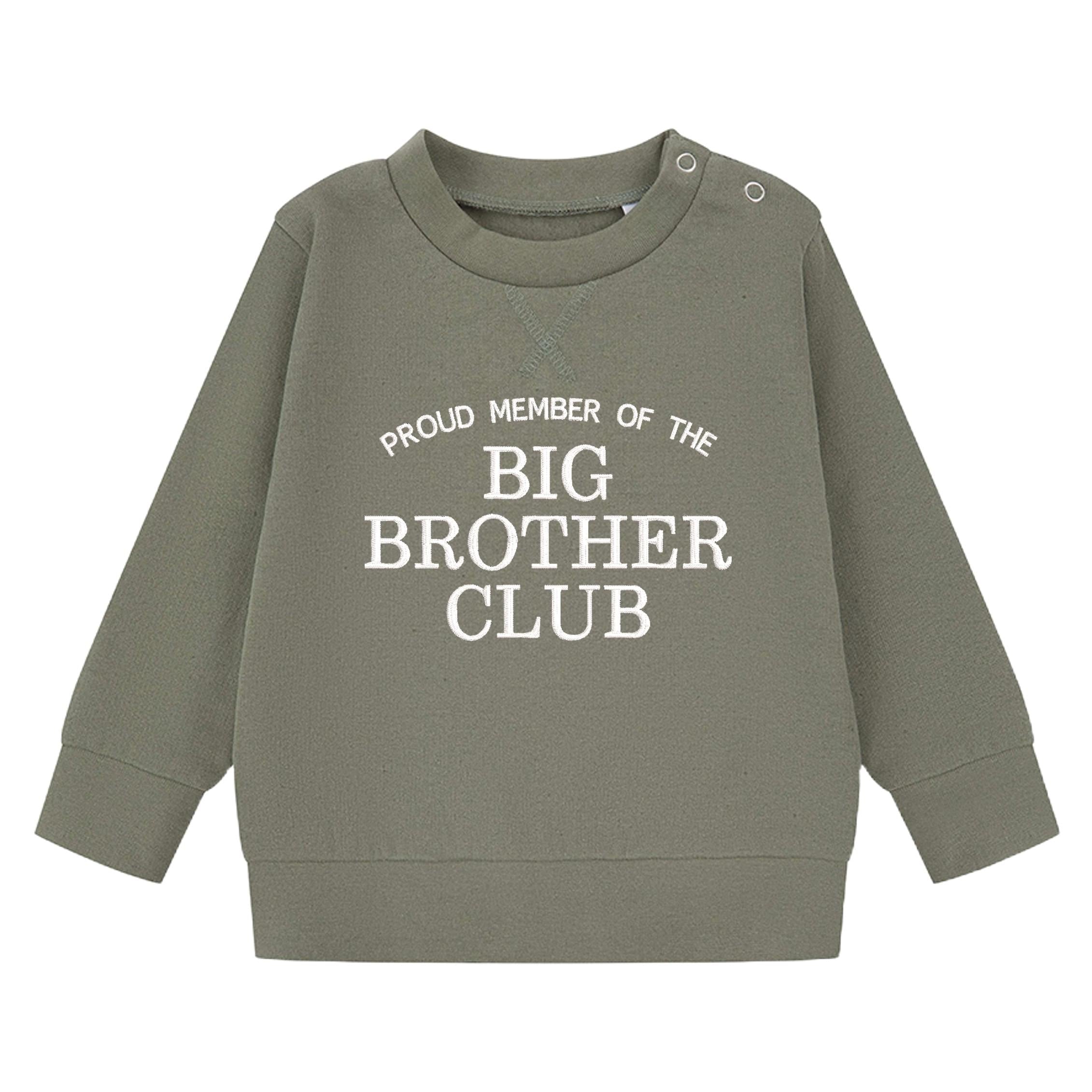 Embroidered Proud Member Of The Big Brother Club Boys Sustainable Sweatshirts Toddler and Kids New Brother Gift