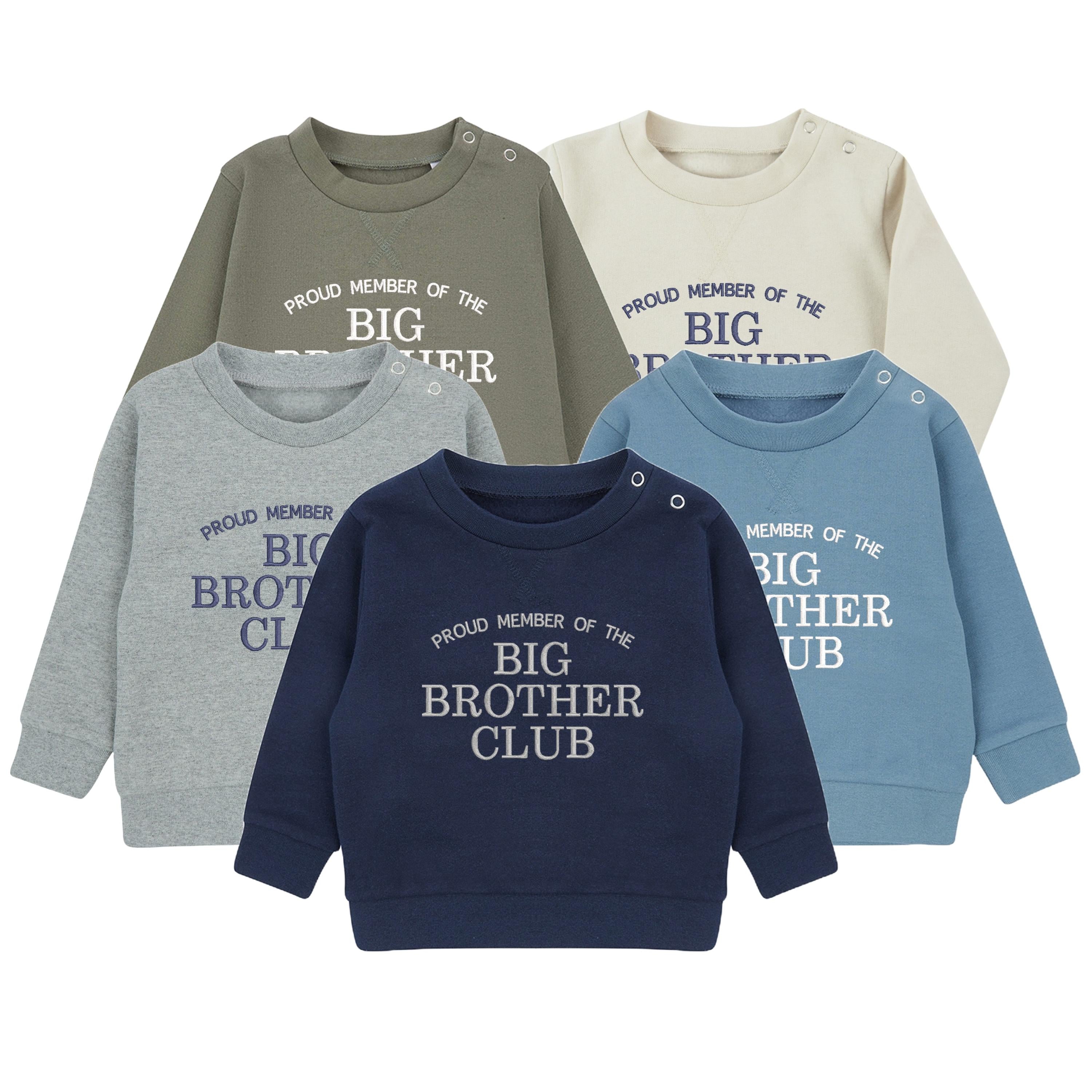 Embroidered Proud Member Of The Big Brother Club Boys Sustainable Sweatshirts Toddler and Kids New Brother Gift