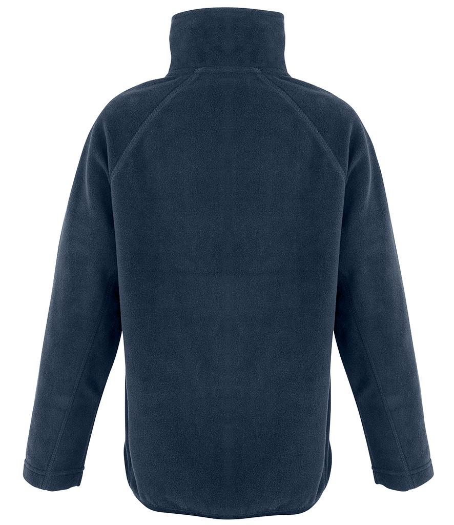Embroidered Cow Personalised Name Kids Recycled Fleece Top Jacket Navy Custom Farm Animals Coat