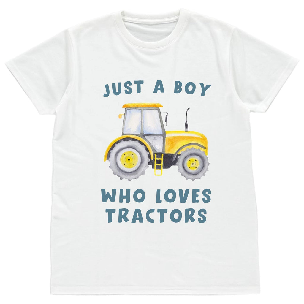 Just A Boy Who Loves Tractors Boys T-Shirts Toddlers & Kids Cute Farm Vehicles Gift