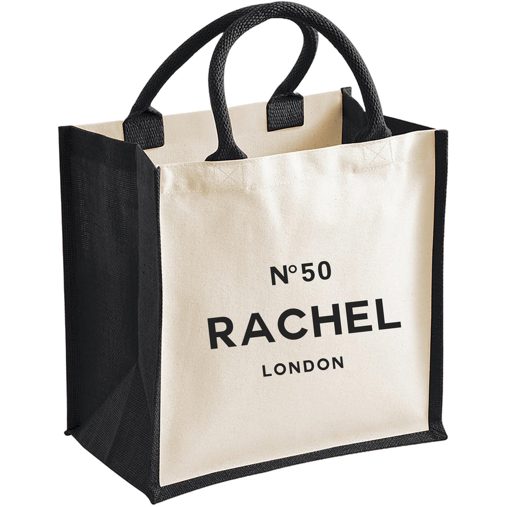 Personalised Birthday Gift Jute Bags Name Age Travel Celebration Tote 21st 30th 40th 50th 60th
