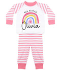 Girls Personalised Name Big & Little Sister Striped Pyjamas Custom Text Matching Siblings Personalised Gift