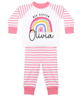 Girls Personalised Name Big & Little Sister Striped Pyjamas Custom Text Matching Siblings Personalised Gift