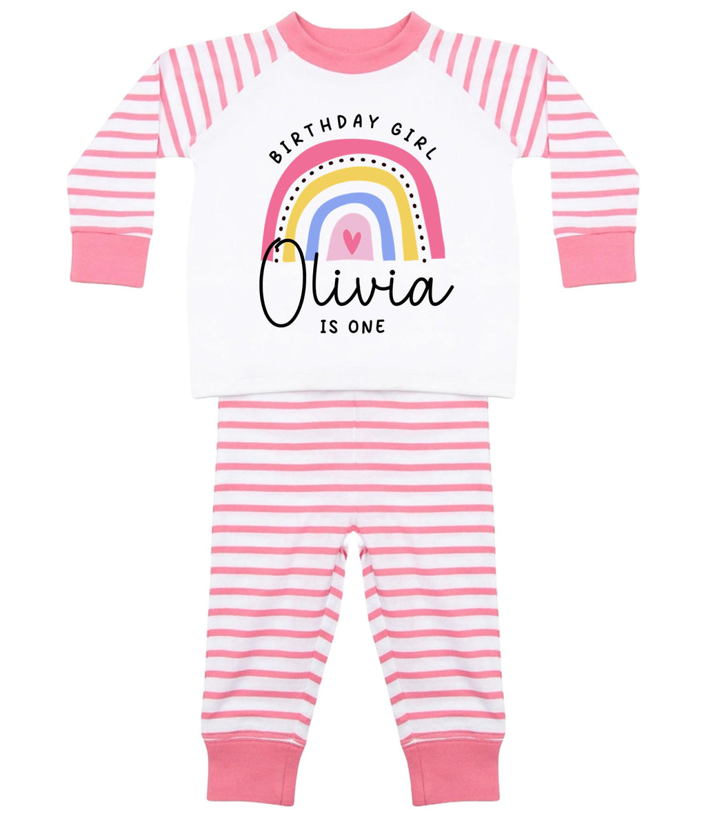 Birthday Boy & Girl Personalised Name Age Striped Pyjamas Custom Text Personalised Gift