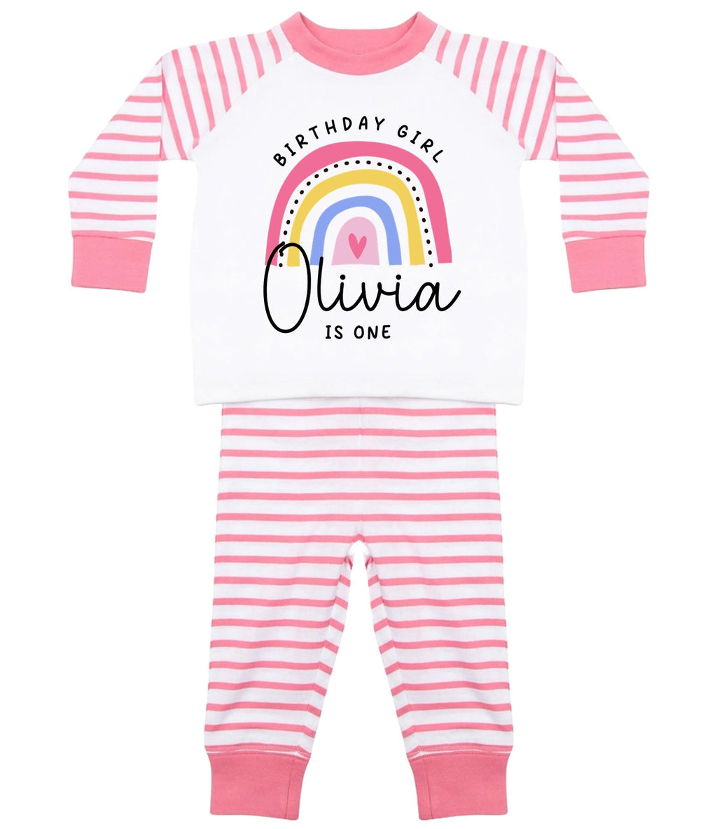 Birthday Boy & Girl Personalised Name Age Striped Pyjamas Custom Text Personalised Gift