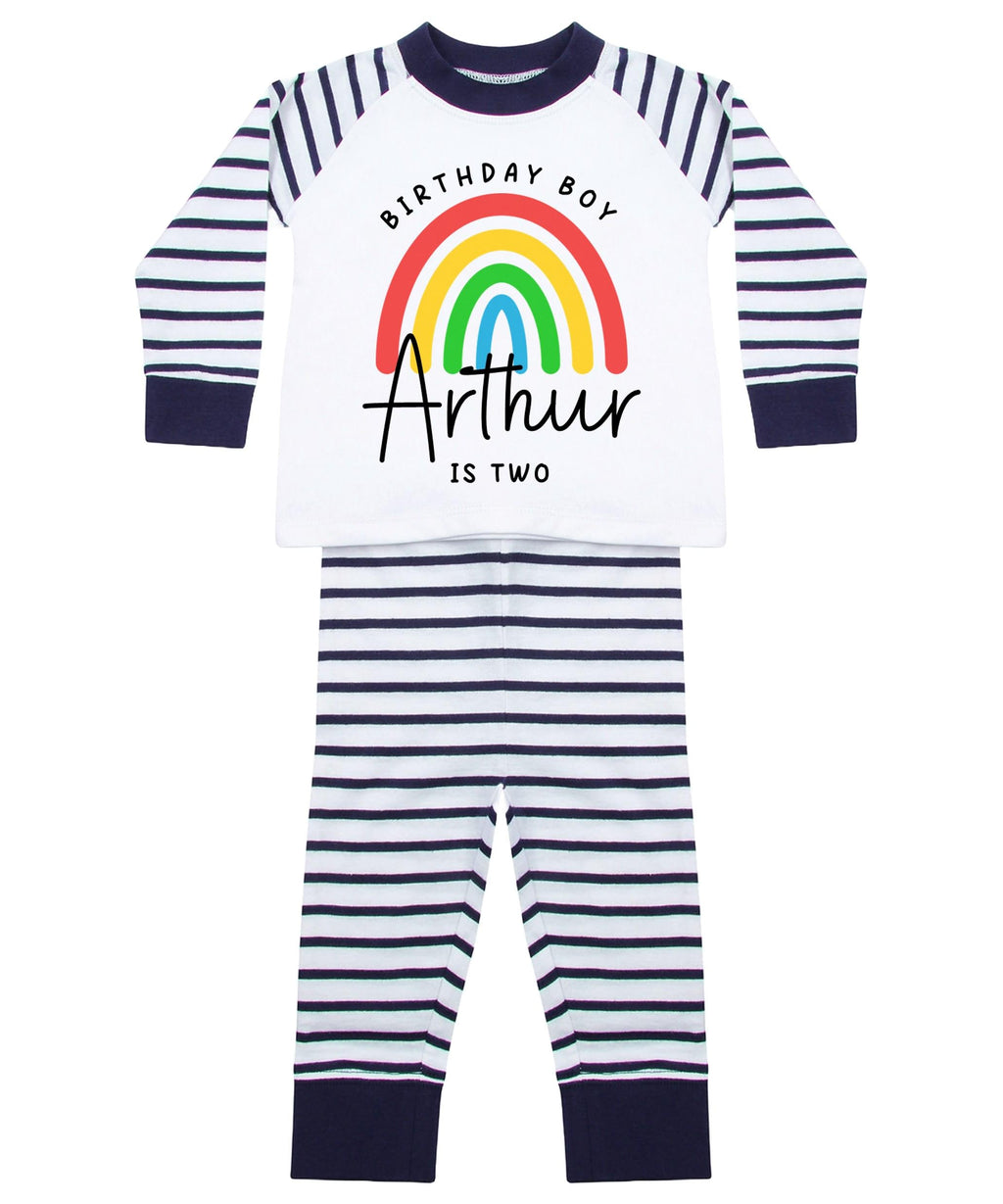 Birthday Boy & Girl Personalised Name Age Striped Pyjamas Custom Text Personalised Gift