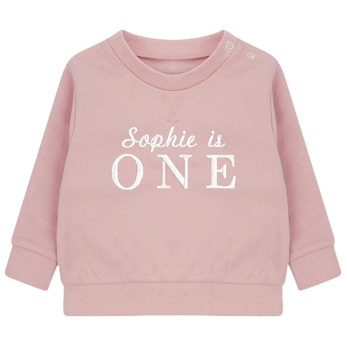 Embroidered Personalised Name Is One Boys & Girls Sustainable Sweatshirts Baby and Toddler Custom Jumper 1st Birthday Gift
