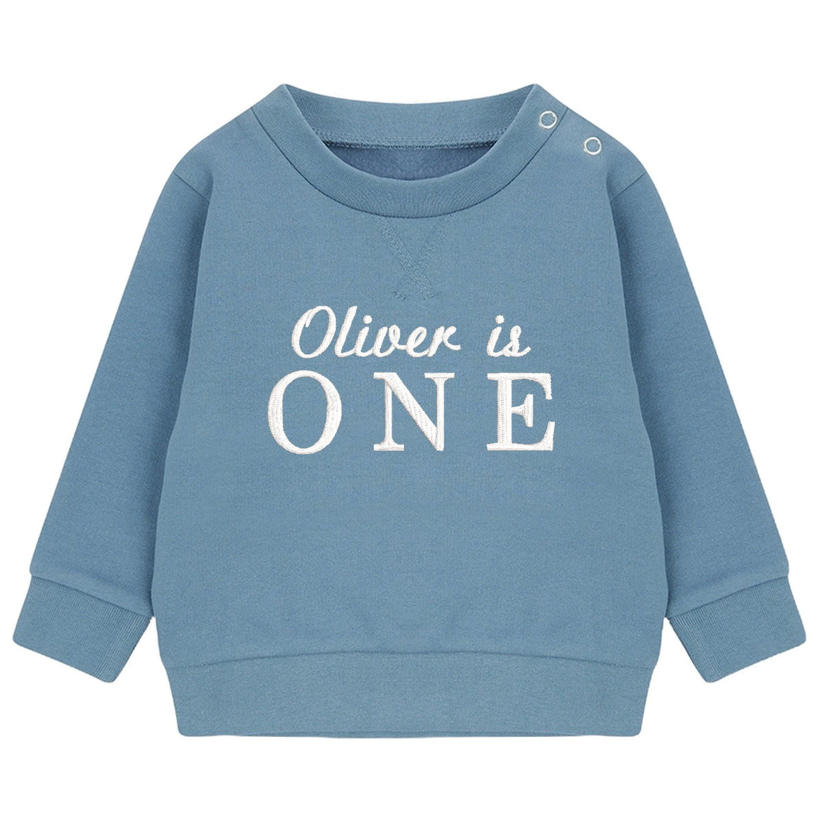 Embroidered Personalised Name Is One Boys & Girls Sustainable Sweatshirts Baby and Toddler Custom Jumper 1st Birthday Gift