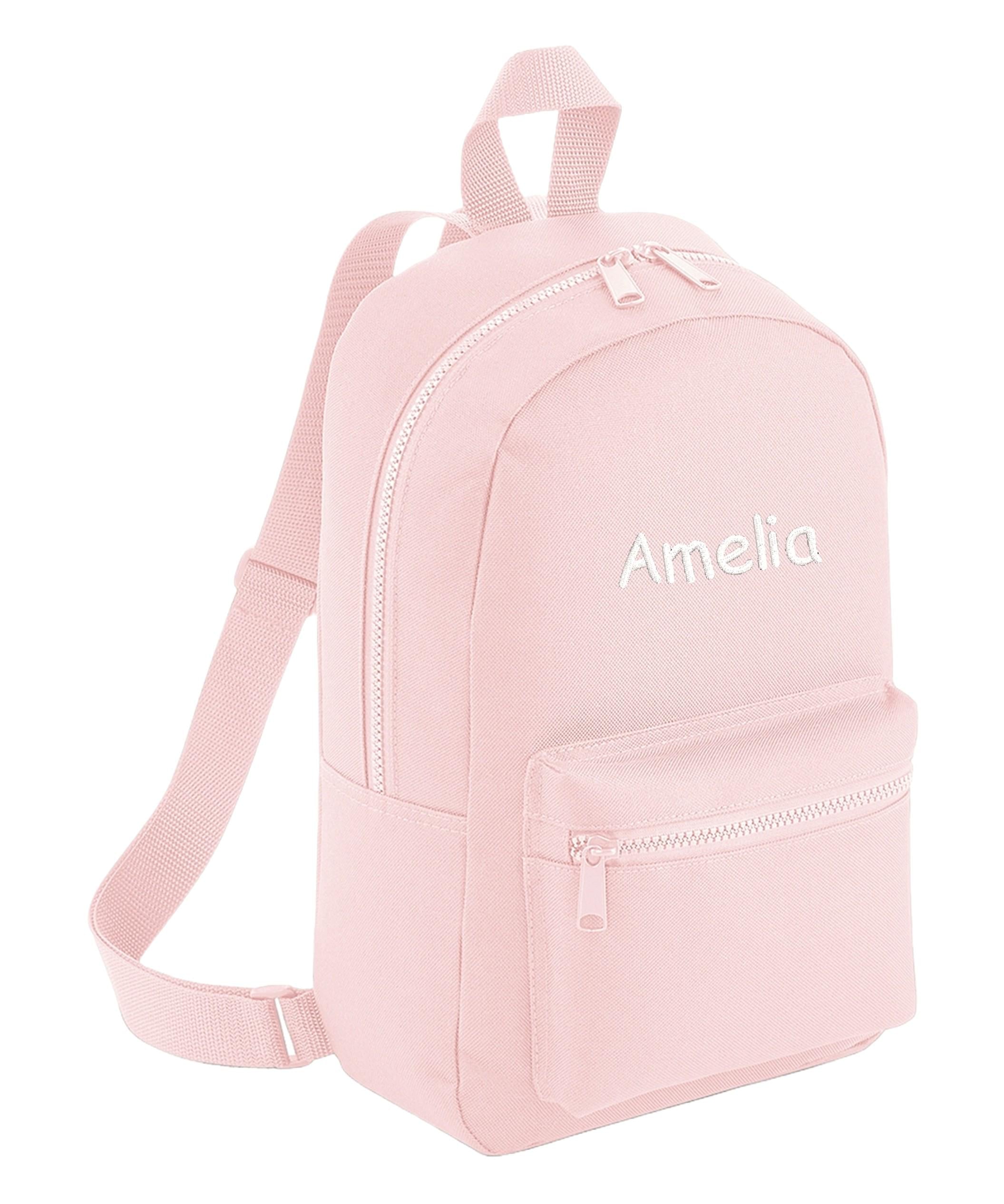 Embroidered Kids Personalised Name Mini Backpack Custom Text School Rucksack Nursery Bag