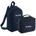 Embroidered Kids Personalised Name Backpack & Lunch Bag Set Boys Girls Navy Custom School Rucksack Nursery Bag