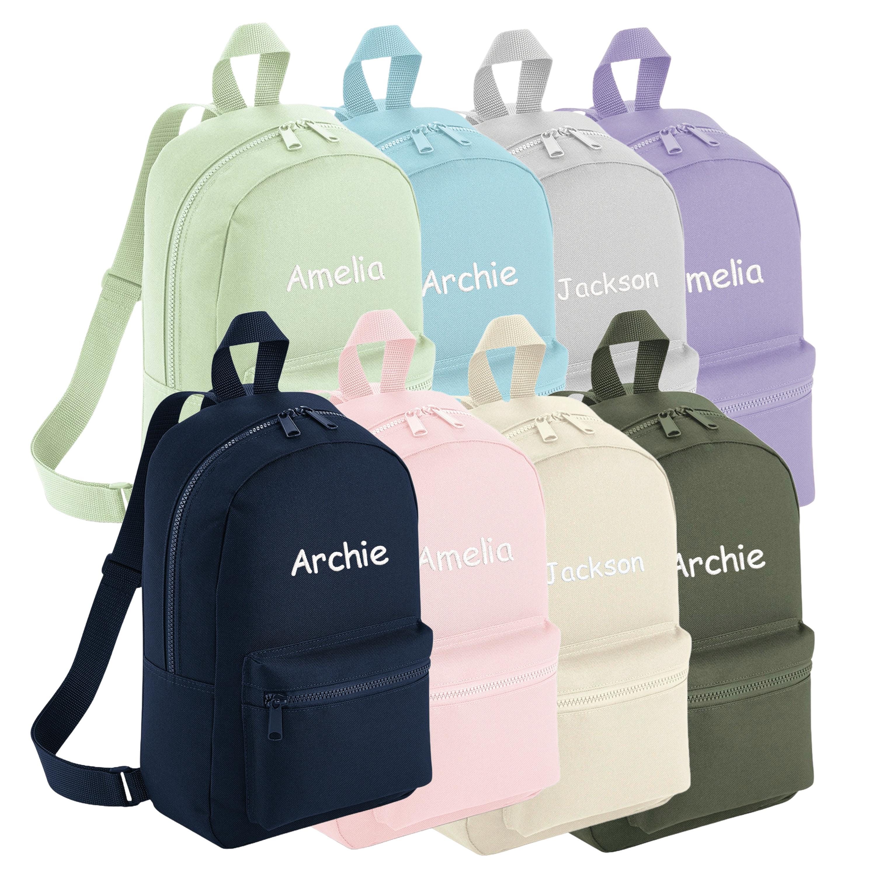 Embroidered Kids Personalised Name Mini Backpack Custom Text School Rucksack Nursery Bag