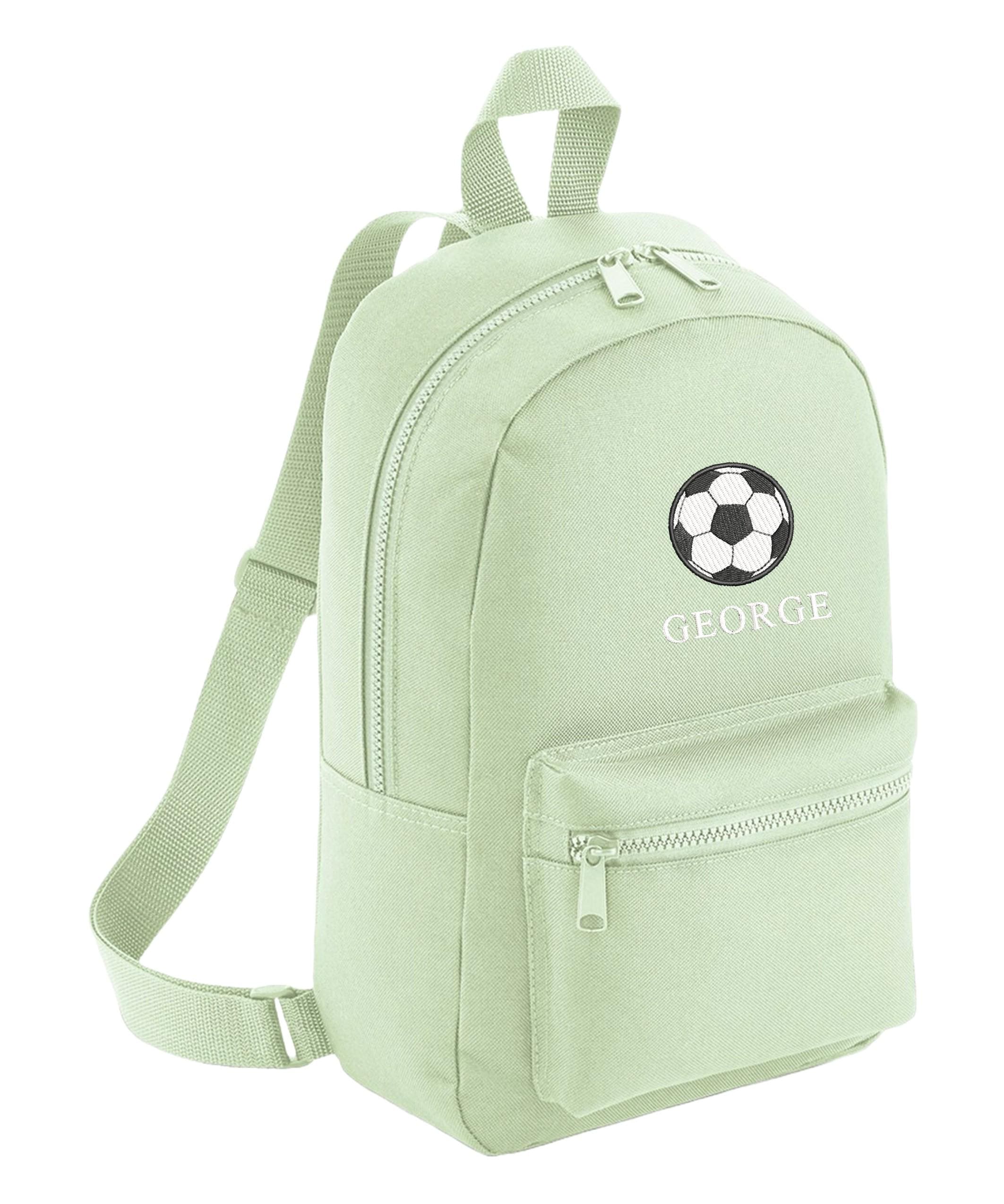 Embroidered Football Boys Personalised Name Mini Backpack Custom Text School Rucksack Nursery Bag