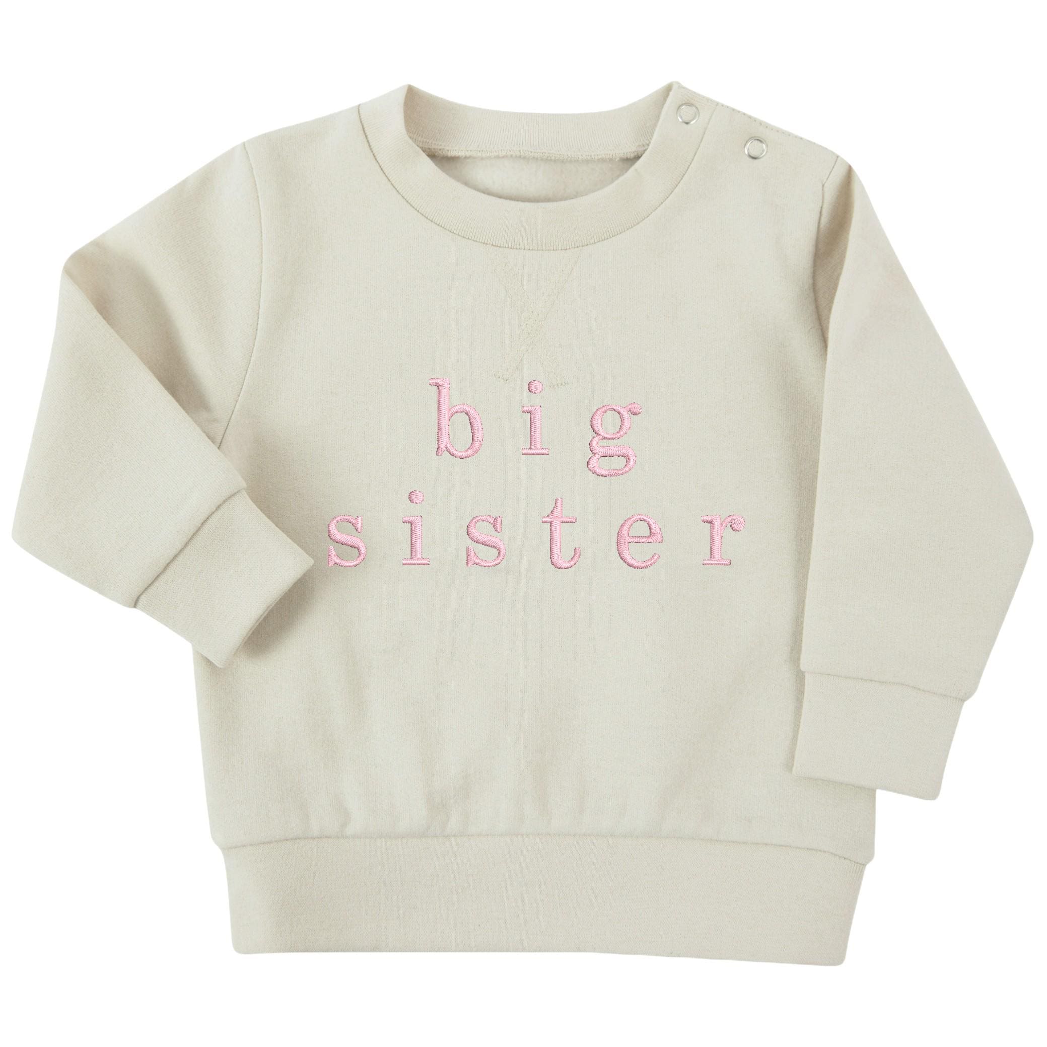 Embroidered Big & Little Sister Girls Sustainable Sweatshirts Baby and Toddler Pink Matching New Siblings