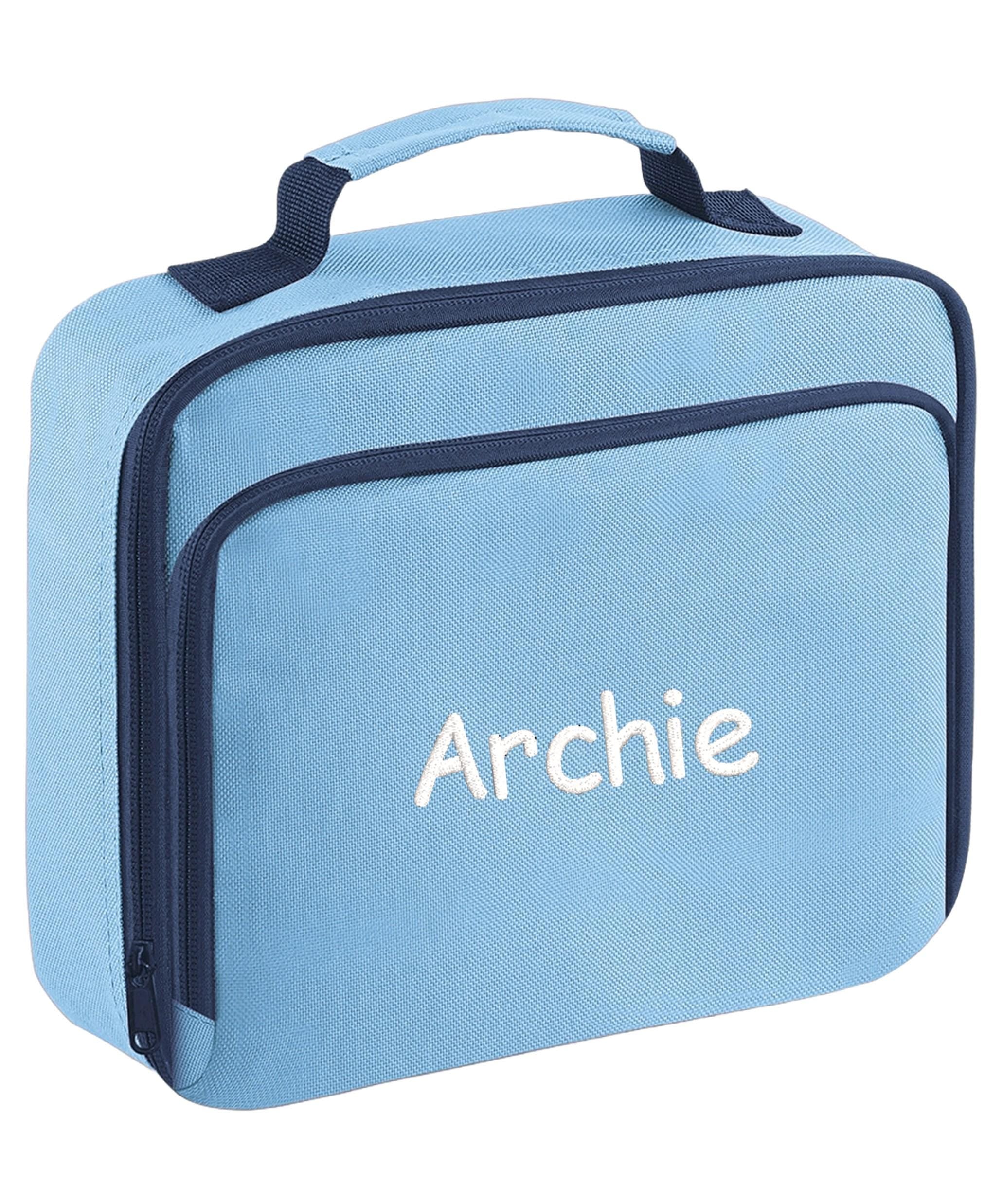 Embroidered Kids Personalised Name Lunch Cool Bag Box Custom Text School Nursery