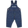Embroidered Personalised Name Baby & Toddler Cotton Denim Dungarees Custom Text Boys Girls Gift