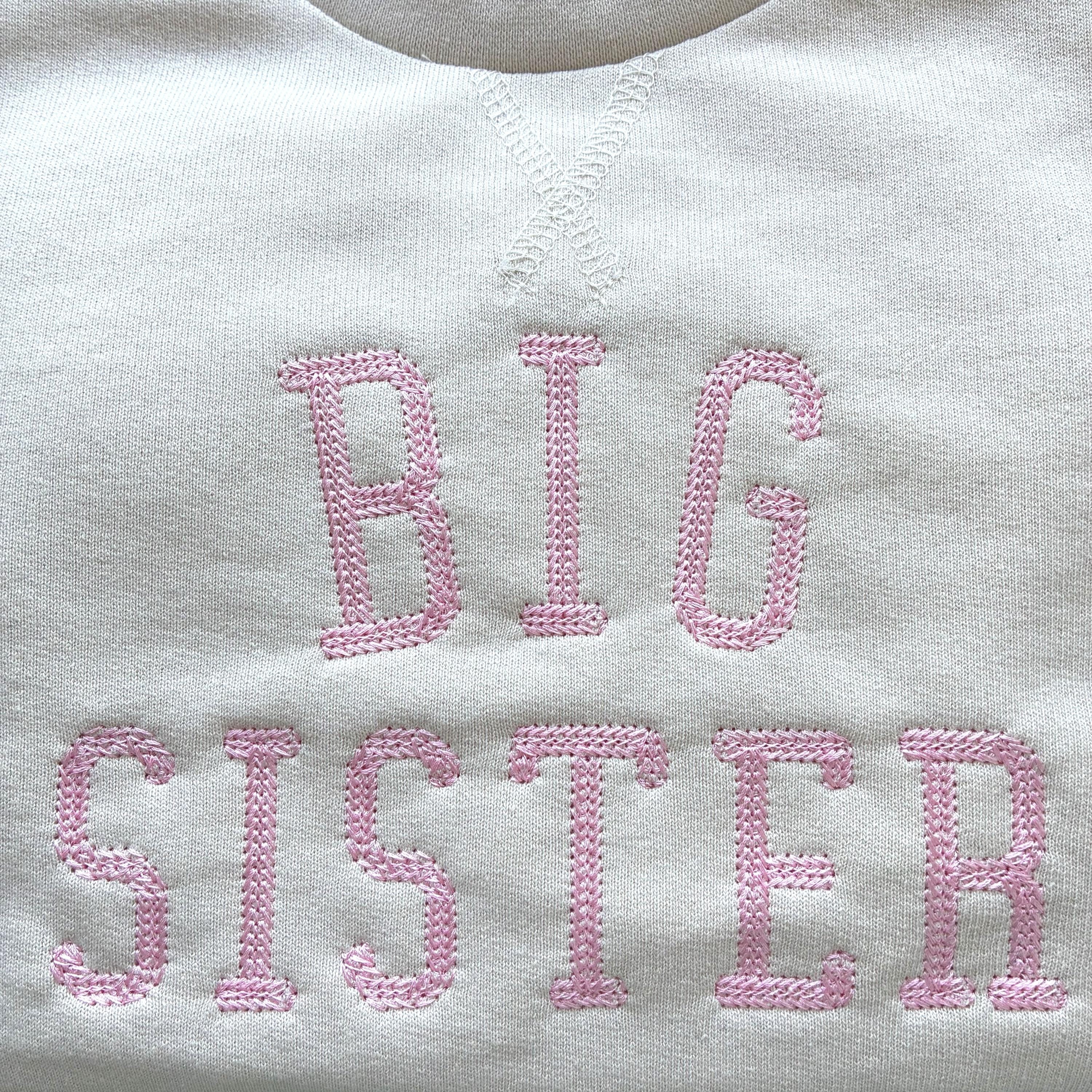 Embroidered Big & Little Sister Girls Sustainable Sweatshirts Baby and Toddler Pink Varsity Matching New Siblings