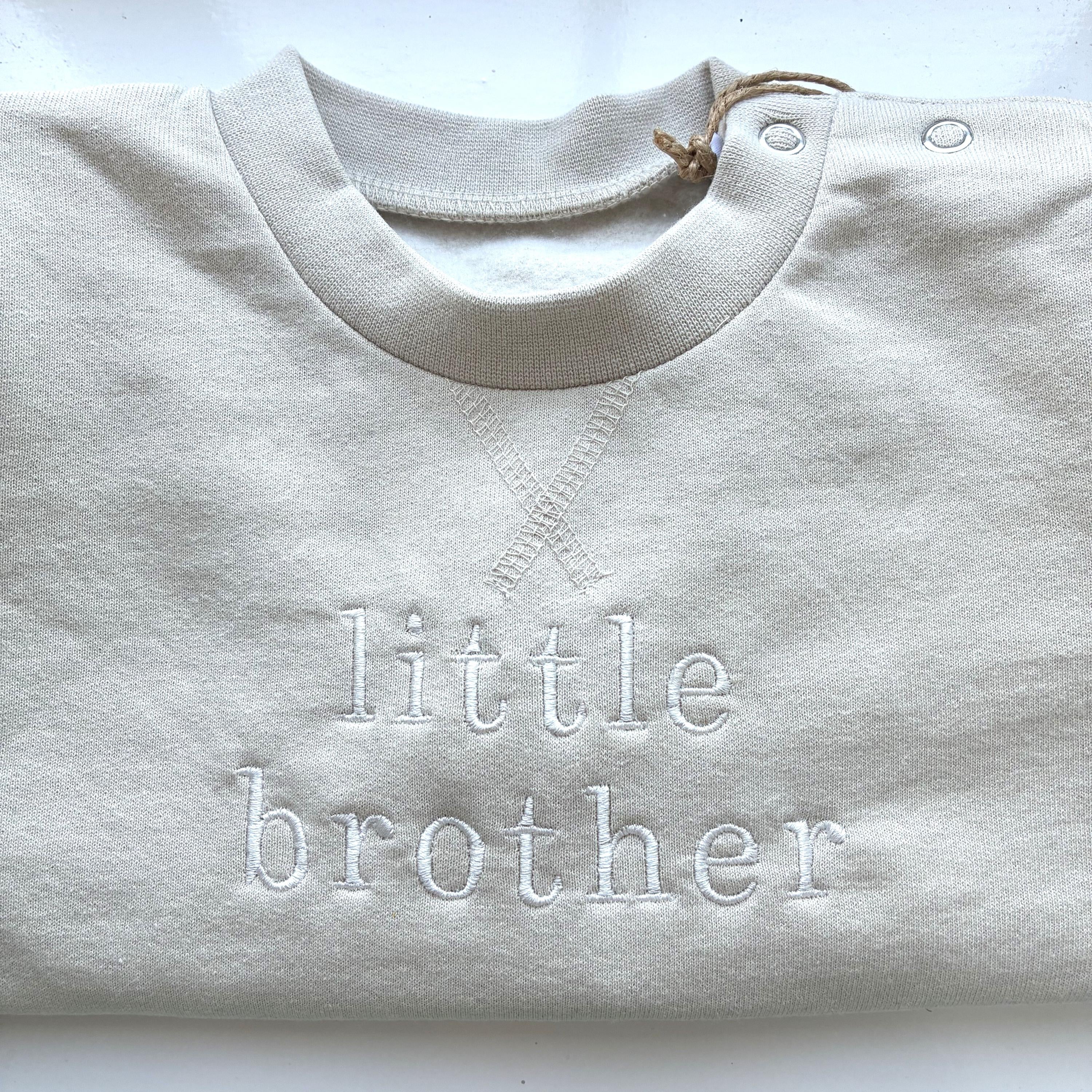 Embroidered Big & Little Brother Boys Sustainable Sweatshirts Stone Baby and Toddler Matching New Siblings