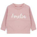 Embroidered Personalised Name Baby and Toddler Girls Pink Sustainable Sweatshirts