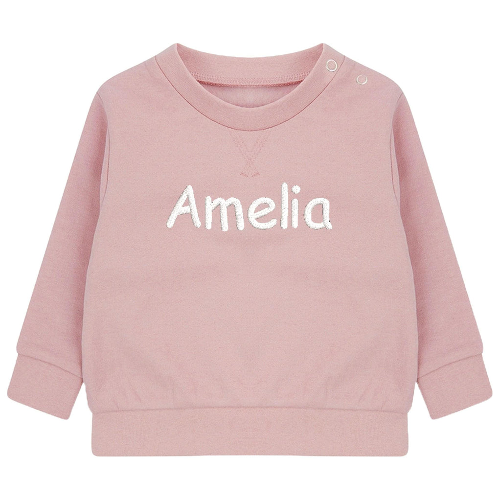 Embroidered Personalised Name Boys & Girls Sustainable Sweatshirts Baby and Toddler Custom Your Text Design Jumper Gift