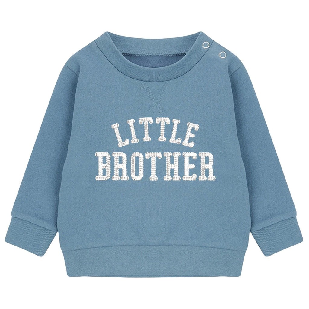 Embroidered Big & Little Brother Boys Sustainable Sweatshirts Blue Baby and Toddler Varsity Matching New Siblings