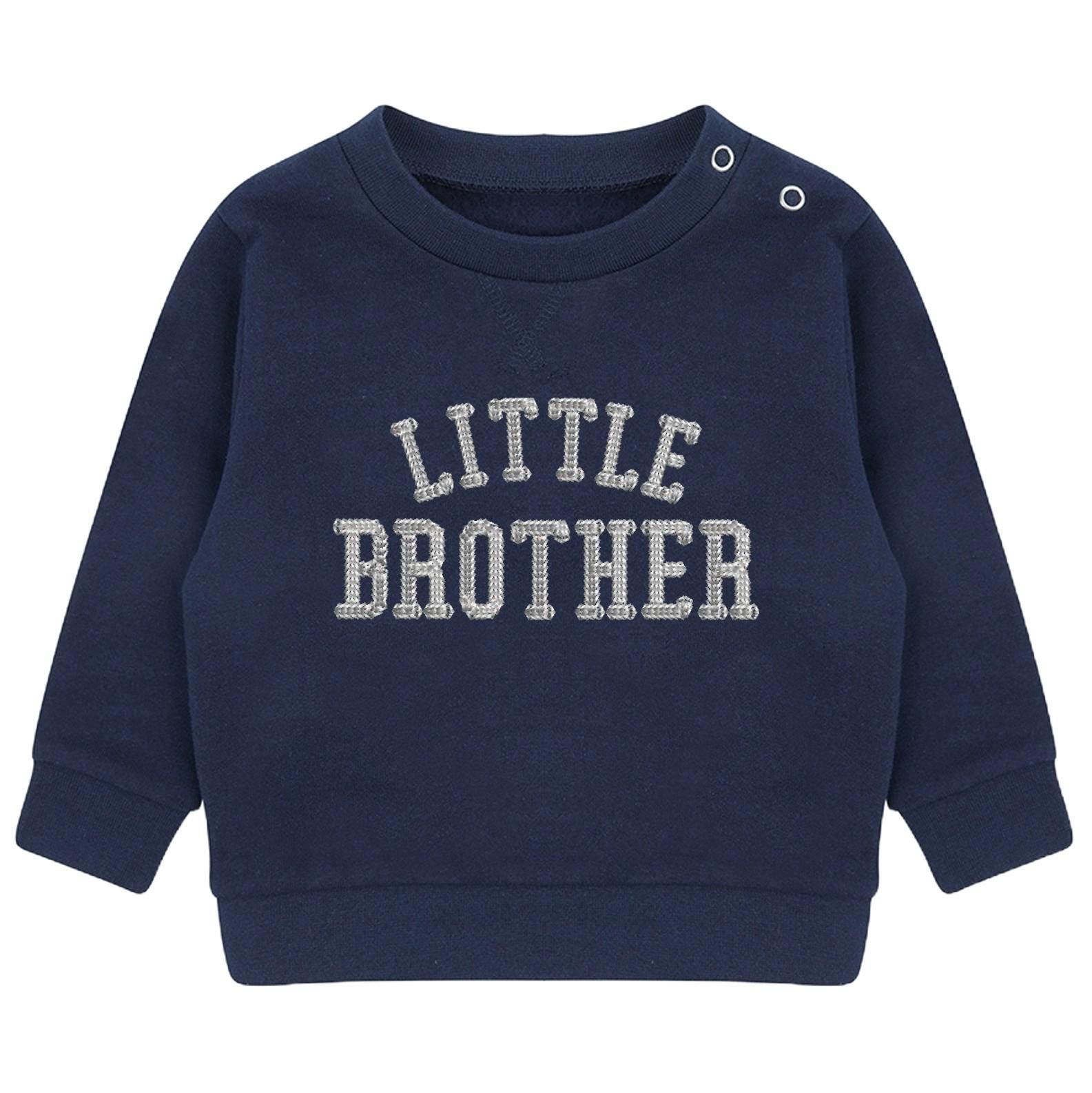 Embroidered Big & Little Brother Boys Sustainable Sweatshirts Navy Baby and Toddler Varsity Matching New Siblings