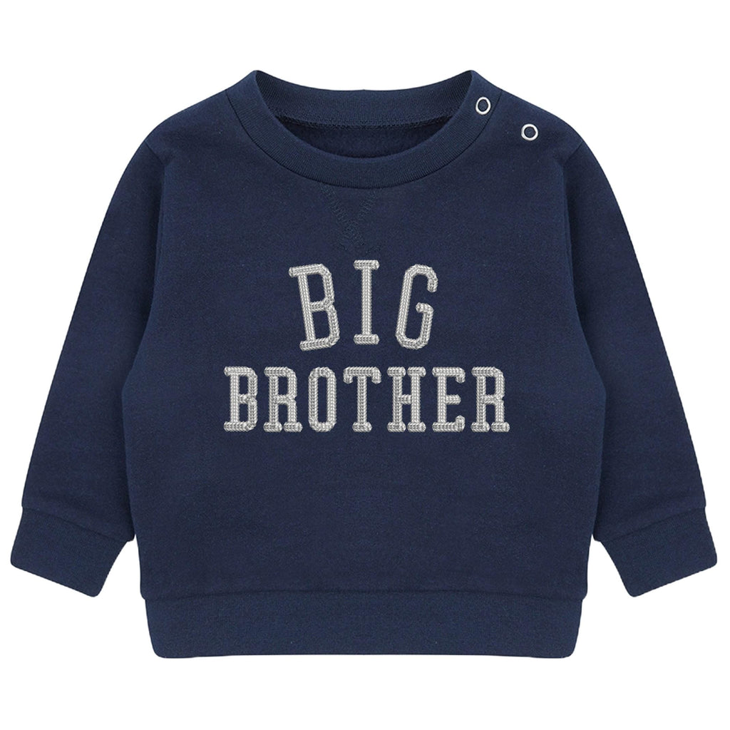 Embroidered Big & Little Brother Boys Sustainable Sweatshirts Navy Baby and Toddler Varsity Matching New Siblings